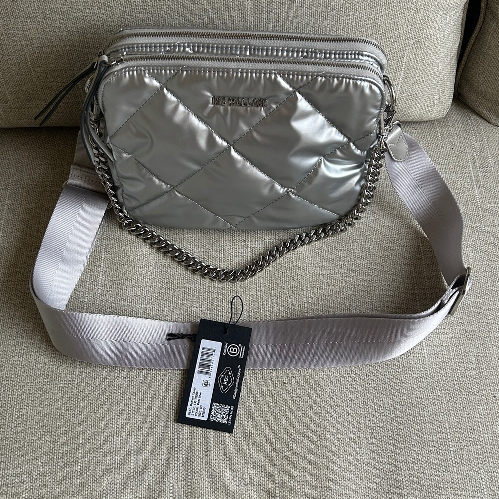 MZ Wallace Like NEW Madison Crossbody Matte Silver